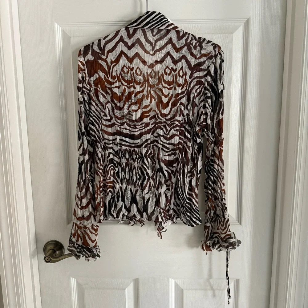 Zebra Ruffle Sheer Top - Picture 6 of 6